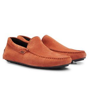 Suede moccasins with logo details